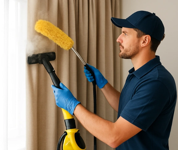 Trusted blind cleaning technician Matty Curtain Cleaning chambers-flat QLD